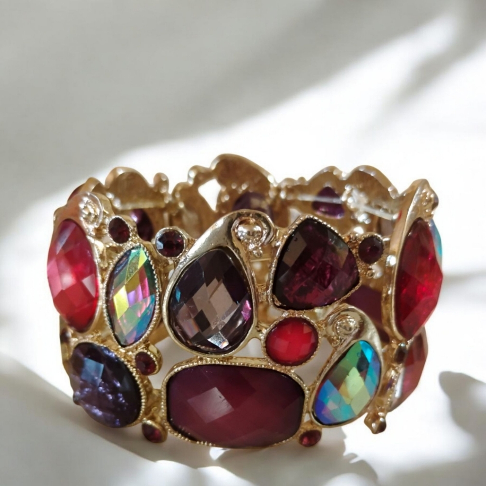 Multicolor Gemstone Statement Bracelet - image 3